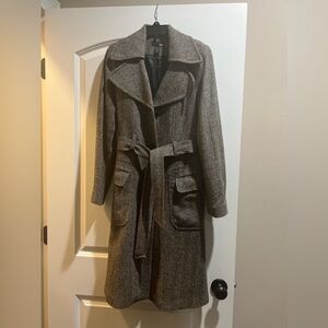 Black and brown pea coat